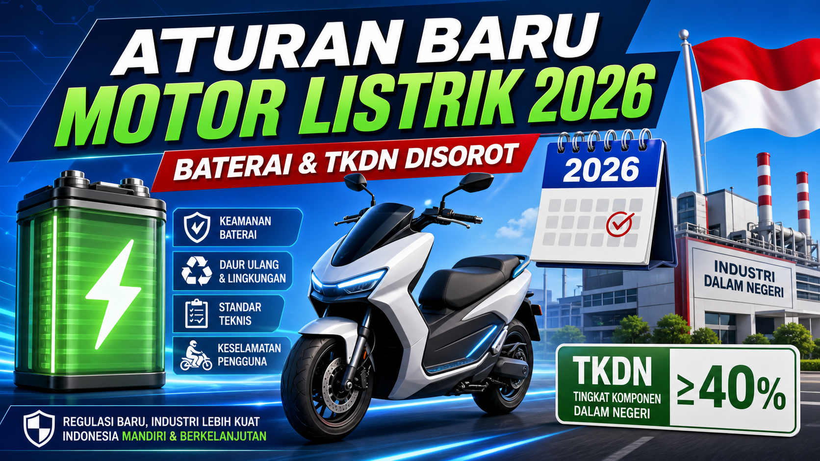 Aturan Baru Motor Listrik 2026, Baterai dan TKDN Disorot - motor