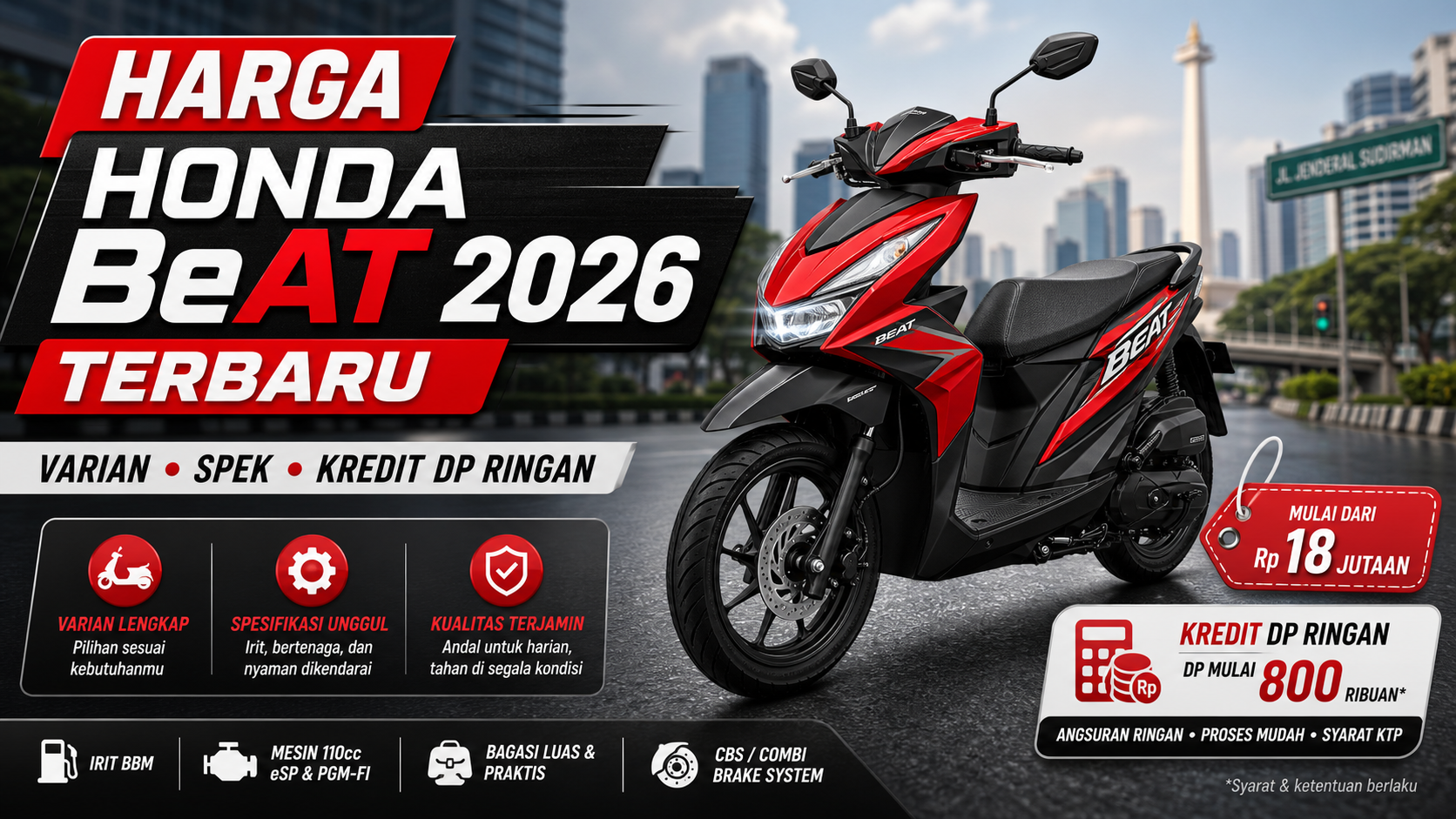 beat - Harga Honda BeAT 2026 Terbaru: Varian, Spek, dan Kredit DP Ringan