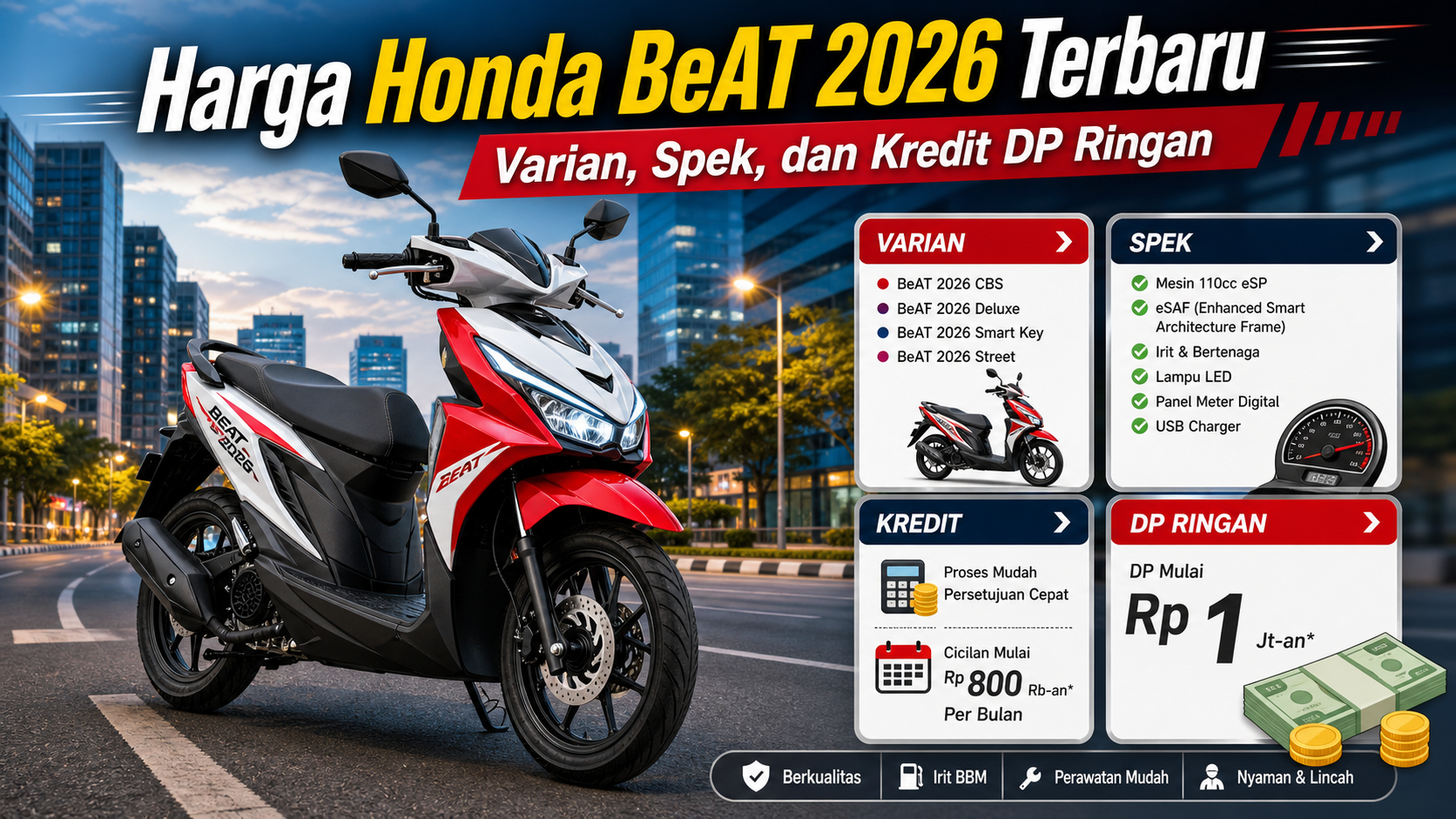 Harga Honda BeAT 2026 Terbaru: Varian, Spek, dan Kredit DP Ringan - beat