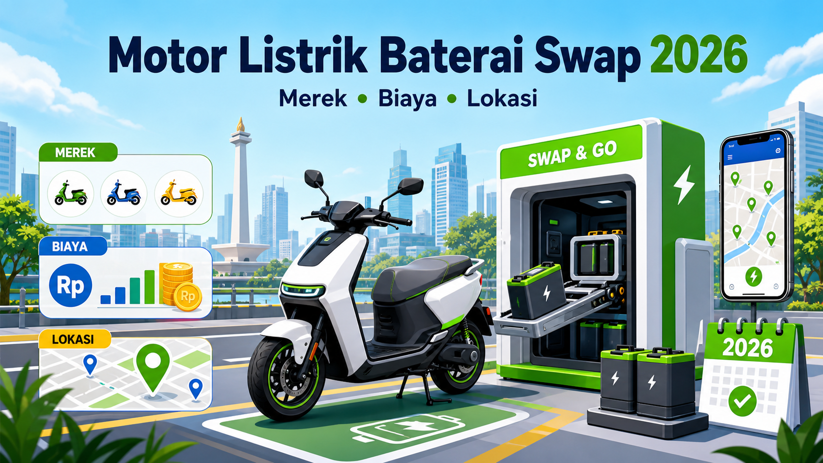 Motor Listrik Baterai Swap 2026: Merek, Biaya, dan Lokasi - motor