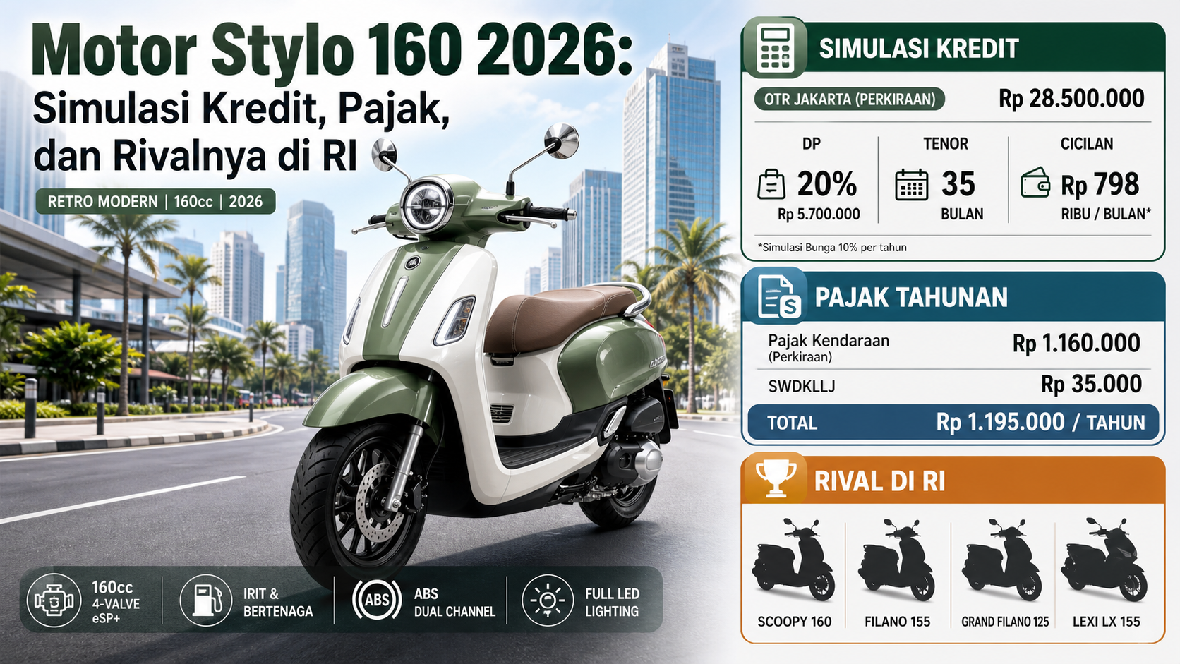 Motor Stylo 160 2026: Simulasi Kredit, Pajak, dan Rivalnya di RI - stylo